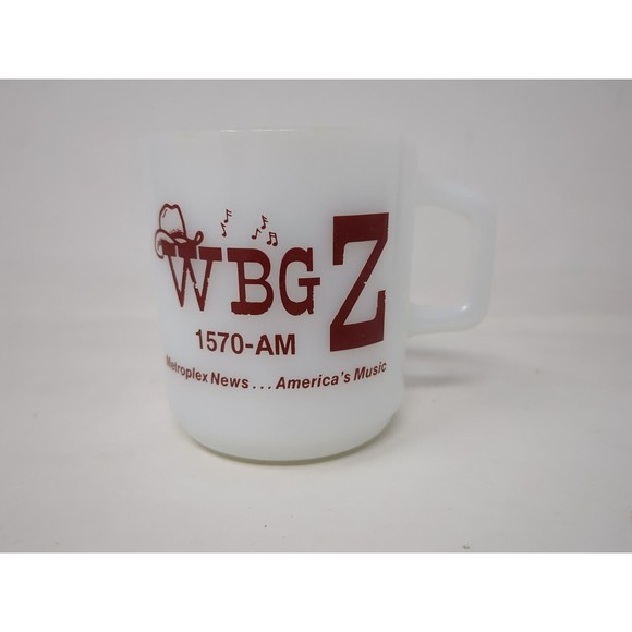 WBGZ Alton Illinois Radio Station‎ Talk Advertising Galaxy Milk Glass Mug VTG - Picture 1 of 6
